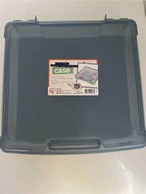 Iris BLUE TINT Plastic Scrapbook Paper Box Carrying Case Storage Tote